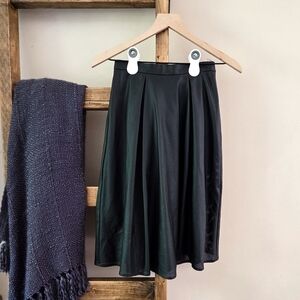 BCBGeneration Black Faux Leather Pleated Midi Skirt | Size 2